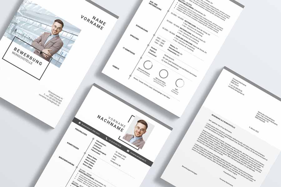 2209 Professionelle Bewerbungsvorlage Luzern für Word in Farbe Grey, modernes zeitgemässes Design