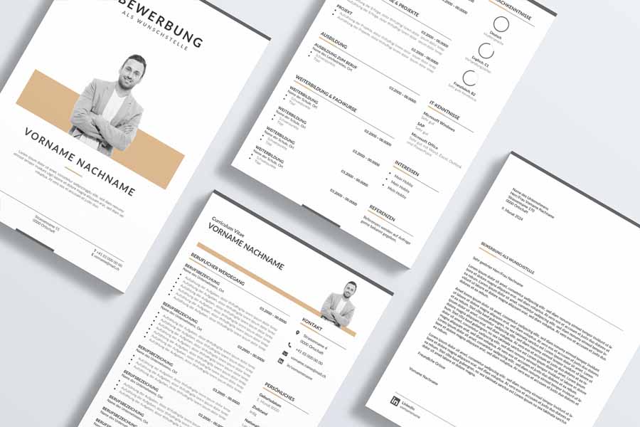 2222 Professionelle Bewerbungsvorlage Rapperswil, nordisches Design, Word Vorlage