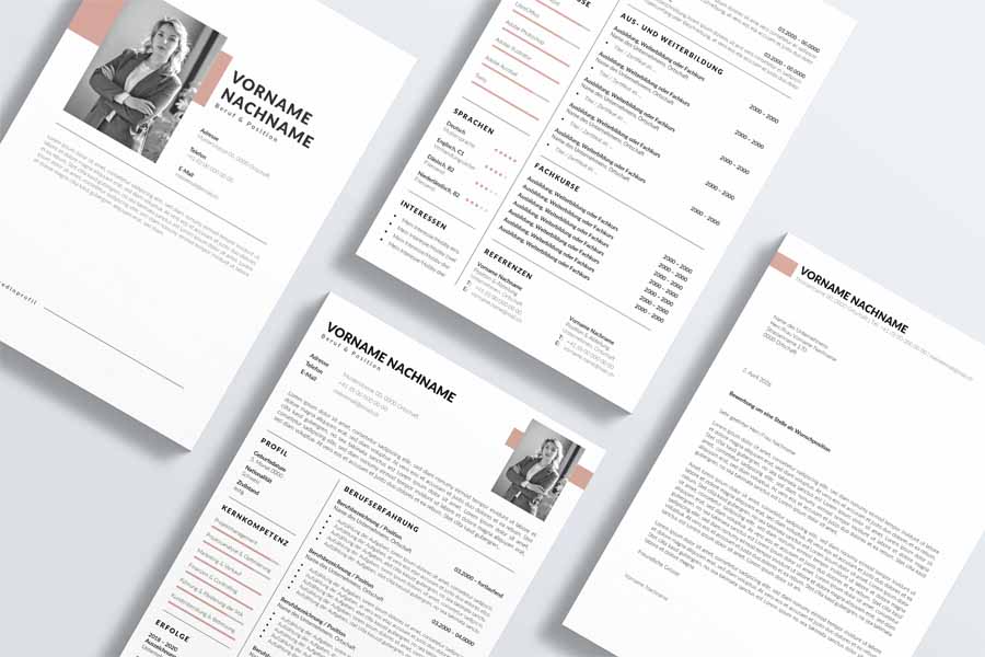 Professionelle Bewerbungsvorlage Nr. 06, modern gestaltet, editierbar mit Microsoft Word übersichtliches Layout