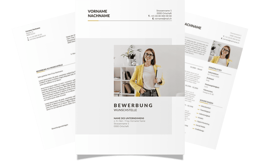 Moderne Bewerbungsunterlagen in hochwertigem Design, kreative Bewerbungsvorlage in DIN A4